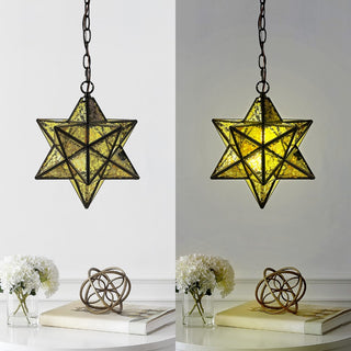 Stellaa 12" Moravian Star Metal/Clear Glass LED Pendant