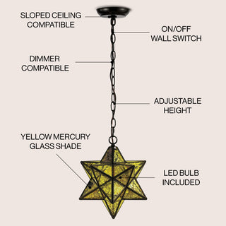 Stellaa 12" Moravian Star Metal/Clear Glass LED Pendant
