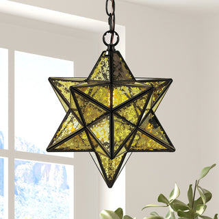 Stellaa 12" Moravian Star Metal/Clear Glass LED Pendant