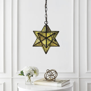 Stellaa 12" Moravian Star Metal/Clear Glass LED Pendant