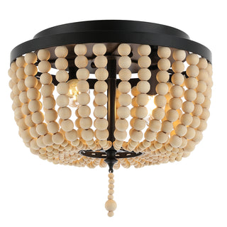 Allison 15" Wood Beaded/Metal LED Flush Mount