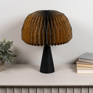 Sylvie 16" Modern Minimalist Paper Pleated Shade Mushroom Accent LED Table Lamp