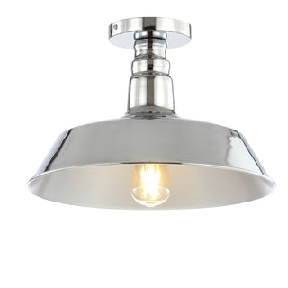 Camila 14"  Classic Industrial Indoor/Outdoor Iron LED Semi Flush Mount - JONATHAN Y