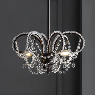 Caroline 16" Metal/Crystal LED Adjustable Chandelier - JONATHAN Y