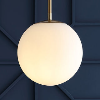 Bleecker 7.75" Metal/Glass Globe LED Pendant - JONATHAN Y