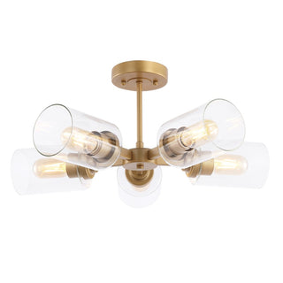 Jaymes 20" Farmhouse Industrial Iron Cylinder LED Semi Flush Mount - JONATHAN Y