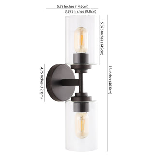 Cera Farmhouse Industrial Iron Cylinder LED Sconce - JONATHAN Y