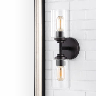Cera Farmhouse Industrial Iron Cylinder LED Sconce - JONATHAN Y