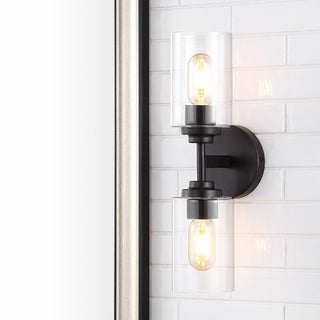 Cera Farmhouse Industrial Iron Cylinder LED Sconce - JONATHAN Y