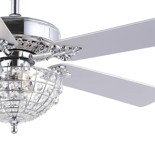 Mandy 52" Glam Classic Crystal Dome Shade LED Ceiling Fan With Remote - JONATHAN Y