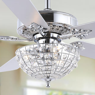 Mandy 52" Glam Classic Crystal Dome Shade LED Ceiling Fan With Remote - JONATHAN Y