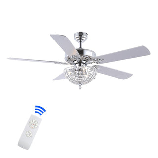 Mandy 52" Glam Classic Crystal Dome Shade LED Ceiling Fan With Remote - JONATHAN Y