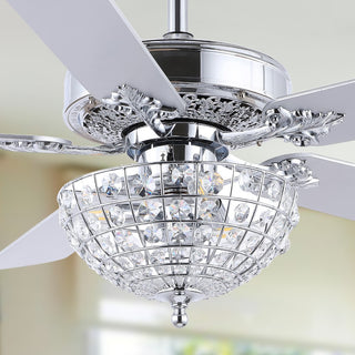 Mandy 52" Glam Classic Crystal Dome Shade LED Ceiling Fan With Remote - JONATHAN Y