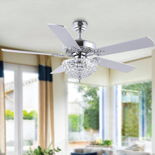 Mandy 52" Glam Classic Crystal Dome Shade LED Ceiling Fan With Remote - JONATHAN Y