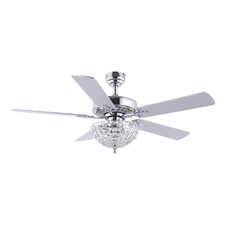 Mandy 52" Glam Classic Crystal Dome Shade LED Ceiling Fan With Remote - JONATHAN Y