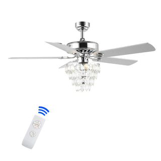 Mindy 52" Glam Modern Crystal Shade LED Ceiling Fan With Remote - JONATHAN Y