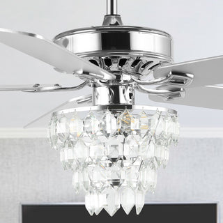 Mindy 52" Glam Modern Crystal Shade LED Ceiling Fan With Remote - JONATHAN Y