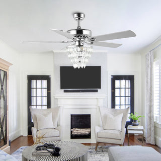 Mindy 52" Glam Modern Crystal Shade LED Ceiling Fan With Remote - JONATHAN Y