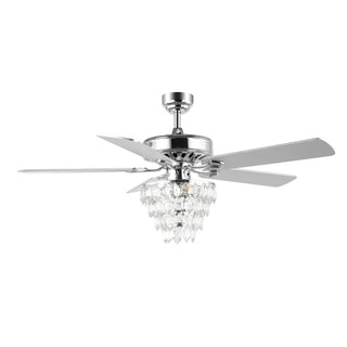 Mindy 52" Glam Modern Crystal Shade LED Ceiling Fan With Remote - JONATHAN Y