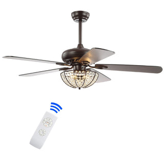 Joanna 52" Bronze Crystal LED Ceiling Fan With Remote - JONATHAN Y