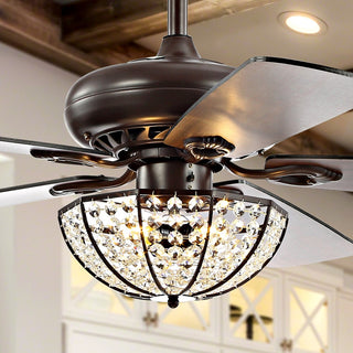 Joanna 52" Bronze Crystal LED Ceiling Fan With Remote - JONATHAN Y
