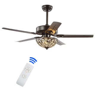 Ali 48" Wrought Iron LED Ceiling Fan With Remote - JONATHAN Y