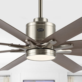 Octo 66" Contemporary Industrial Iron/Plastic Mobile-App/Remote-Controlled 6-Speed Ceiling Fan with Integrated LED Light - JONATHAN Y