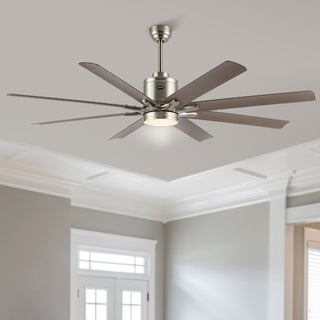 Octo 66" Contemporary Industrial Iron/Plastic Mobile-App/Remote-Controlled 6-Speed Ceiling Fan with Integrated LED Light - JONATHAN Y