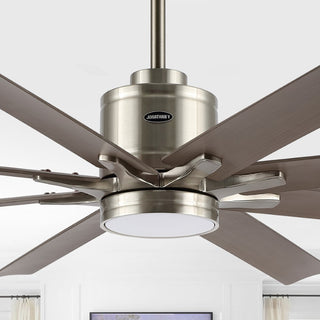 Octo 66" Contemporary Industrial Iron/Plastic Mobile-App/Remote-Controlled 6-Speed Ceiling Fan with Integrated LED Light - JONATHAN Y