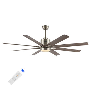 Octo 66" Contemporary Industrial Iron/Plastic Mobile-App/Remote-Controlled 6-Speed Ceiling Fan with Integrated LED Light - JONATHAN Y