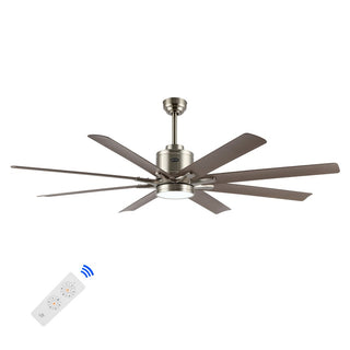 Octo 66" Contemporary Industrial Iron/Plastic Mobile-App/Remote-Controlled 6-Speed Ceiling Fan with Integrated LED Light - JONATHAN Y