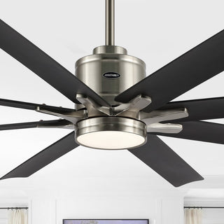 Octo 66" Contemporary Industrial Iron/Plastic Mobile-App/Remote-Controlled 6-Speed Ceiling Fan with Integrated LED Light - JONATHAN Y
