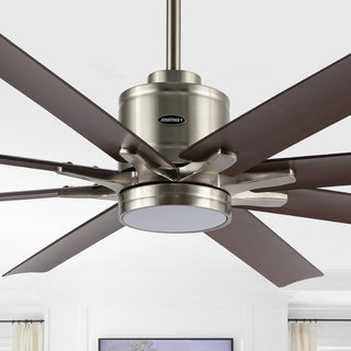 Octo 66" Contemporary Industrial Iron/Plastic Mobile-App/Remote-Controlled 6-Speed Ceiling Fan with Integrated LED Light