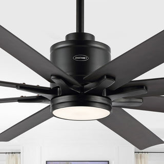 Octo 66" Contemporary Industrial Iron/Plastic Mobile-App/Remote-Controlled 6-Speed Ceiling Fan with Integrated LED Light