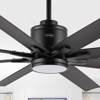 Octo 66" Contemporary Industrial Iron/Plastic Mobile-App/Remote-Controlled 6-Speed Ceiling Fan with Integrated LED Light