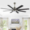Octo 66" Contemporary Industrial Iron/Plastic Mobile-App/Remote-Controlled 6-Speed Ceiling Fan with Integrated LED Light