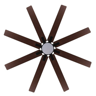 Octo 66" Contemporary Industrial Iron/Plastic Mobile-App/Remote-Controlled 6-Speed Ceiling Fan with Integrated LED Light