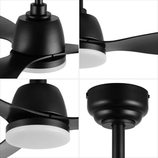 Audie 52" Classic Industrial Iron/Plastic Mobile-App/Remote-Controlled 6-Speed Propeller Integrated LED Ceiling Fan - JONATHAN Y