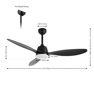 Audie 52" Classic Industrial Iron/Plastic Mobile-App/Remote-Controlled 6-Speed Propeller Integrated LED Ceiling Fan - JONATHAN Y
