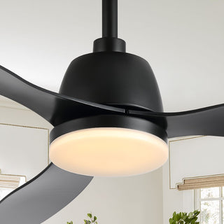 Audie 52" Classic Industrial Iron/Plastic Mobile-App/Remote-Controlled 6-Speed Propeller Integrated LED Ceiling Fan - JONATHAN Y