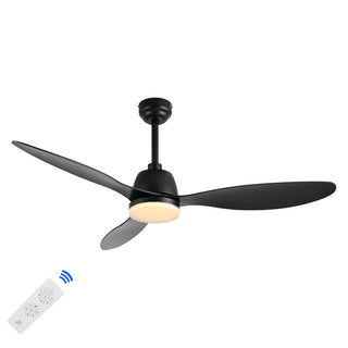Audie 52" Classic Industrial Iron/Plastic Mobile-App/Remote-Controlled 6-Speed Propeller Integrated LED Ceiling Fan - JONATHAN Y