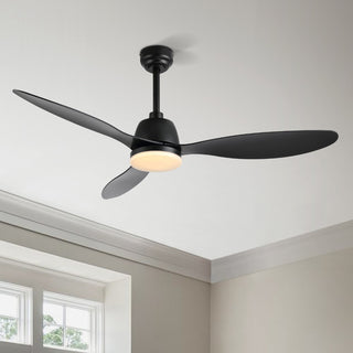 Audie 52" Classic Industrial Iron/Plastic Mobile-App/Remote-Controlled 6-Speed Propeller Integrated LED Ceiling Fan - JONATHAN Y