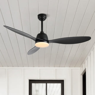 Audie 52" Classic Industrial Iron/Plastic Mobile-App/Remote-Controlled 6-Speed Propeller Integrated LED Ceiling Fan - JONATHAN Y