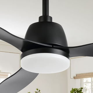 Audie 52" Classic Industrial Iron/Plastic Mobile-App/Remote-Controlled 6-Speed Propeller Integrated LED Ceiling Fan - JONATHAN Y