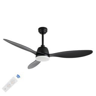 Audie 52" Classic Industrial Iron/Plastic Mobile-App/Remote-Controlled 6-Speed Propeller Integrated LED Ceiling Fan - JONATHAN Y