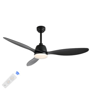 Audie 52" Classic Industrial Iron/Plastic Mobile-App/Remote-Controlled 6-Speed Propeller Integrated LED Ceiling Fan - JONATHAN Y