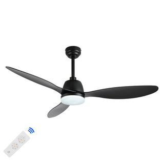 Audie 52" Classic Industrial Iron/Plastic Mobile-App/Remote-Controlled 6-Speed Propeller Integrated LED Ceiling Fan - JONATHAN Y