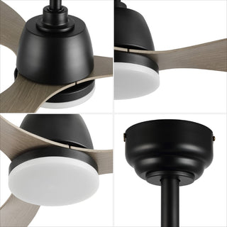 Audie 52" Classic Industrial Iron/Plastic Mobile-App/Remote-Controlled 6-Speed Propeller Integrated LED Ceiling Fan - JONATHAN Y