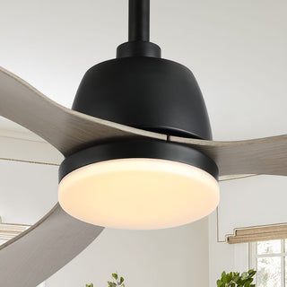Audie 52" Classic Industrial Iron/Plastic Mobile-App/Remote-Controlled 6-Speed Propeller Integrated LED Ceiling Fan - JONATHAN Y