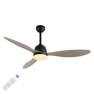Audie 52" Classic Industrial Iron/Plastic Mobile-App/Remote-Controlled 6-Speed Propeller Integrated LED Ceiling Fan - JONATHAN Y